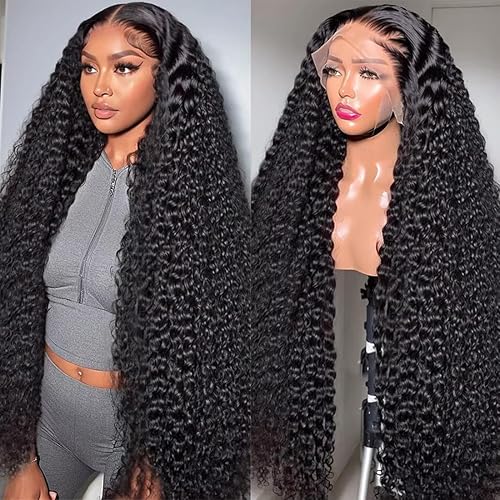 Miniatura 32 de 13x6 Deep Wave Lace Front Wigs Human Hair Pre Plucked Wet and Wavy Glueless Wigs Human Hair for Black Women 180% Density HD Deep Curly Wig Brazilian