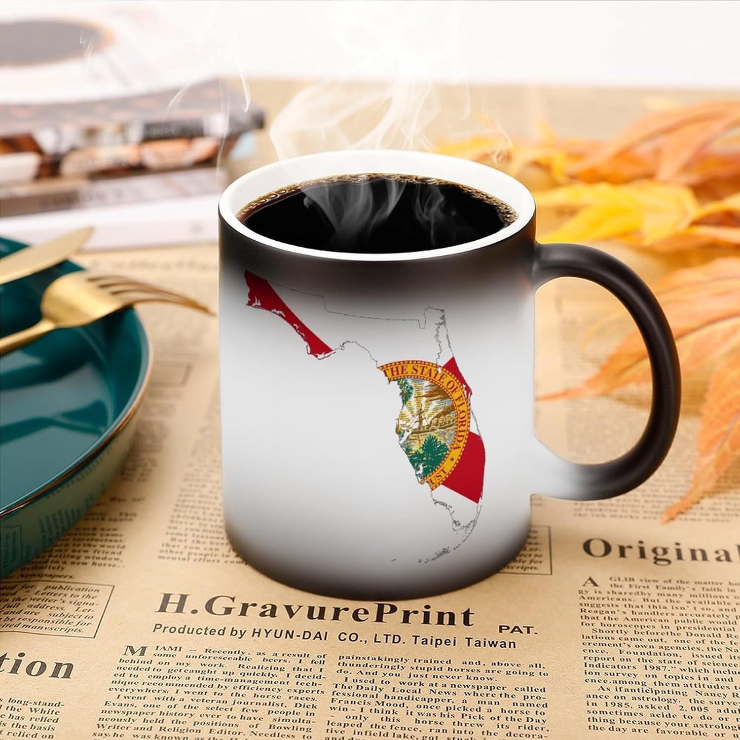 Flag Map of Florida Funny Color Changing Coffee Mug Ceramic Magic Cup Personalized Discoloration Tea Mugs