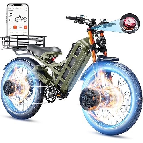 eAhora 2026 Romeo Pro 3 5600W 50Mph High-Torque Ebike, 60V 80Ah 250-Mile Long Range Electric Bike for Adults, Adjustable Air Suspension, 26'' Puncture-Proof Tire, UL 2849 Certified by TÜV