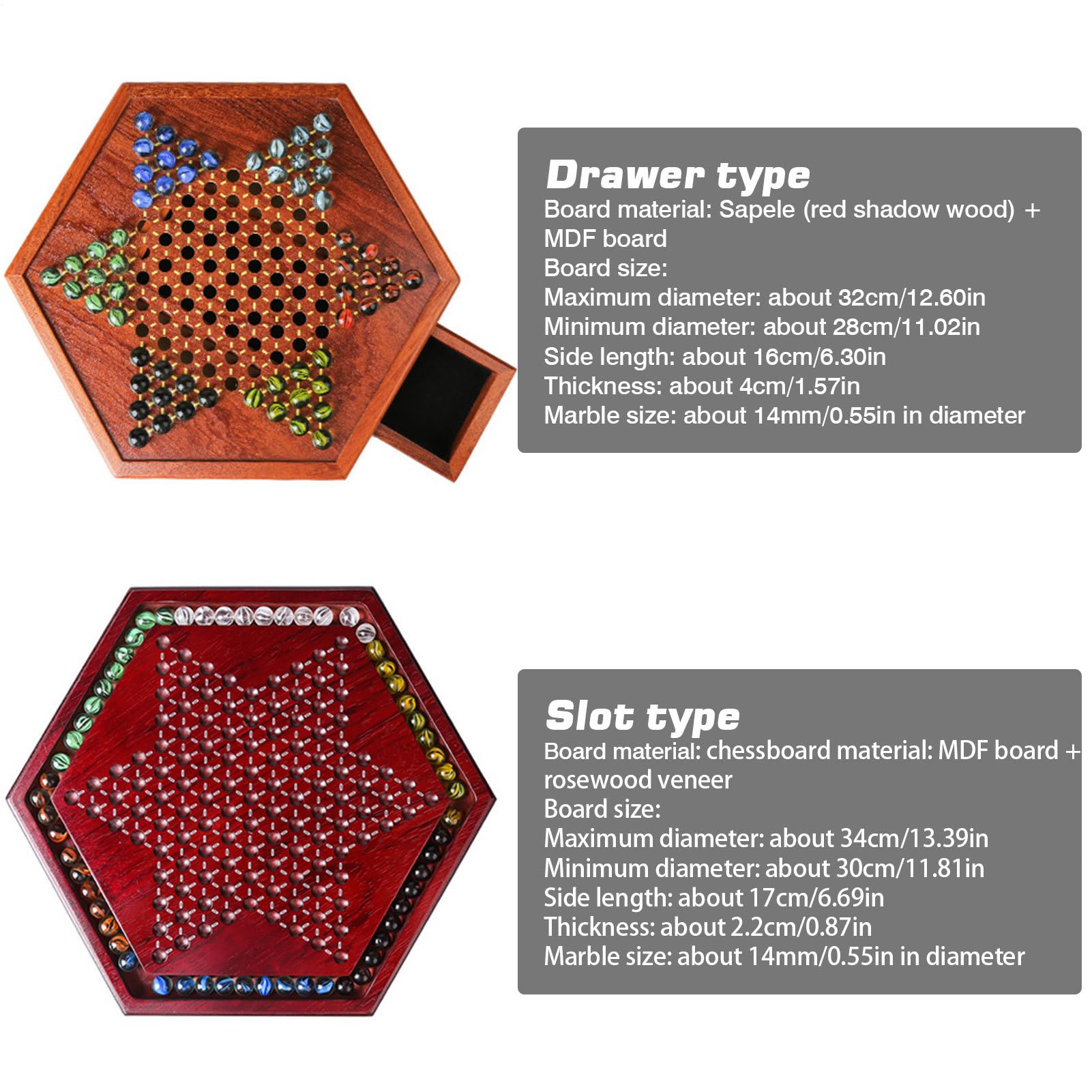 Conjunto De Juegos De Damas Chinas – Bandeja De 12,5 Pulgadas con Cajón De