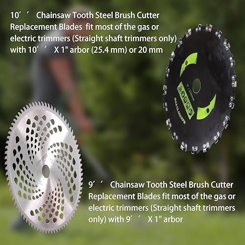 Miniatura 6 de Cortador de dientes de motosierra de 9 pulgadas x 20T, cuchillas de cepillo de punta de carburo de 10 pulgadas x 80T con kit adaptador universal,
