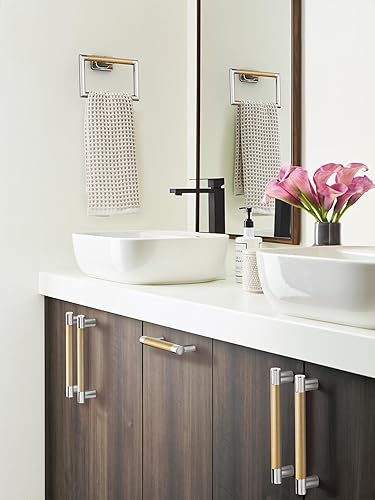 Vista 161 de Amerock BH26615PNBBZ Toallero de níquel pulido/champán dorado Toallero de 24 pulgadas (24.016 in) Esquire Toallero de baño Accesorios