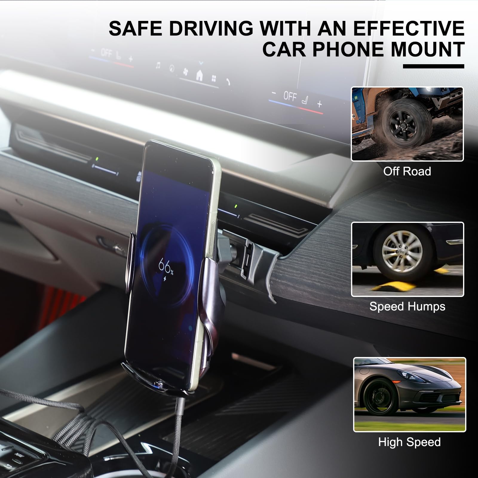 Soporte de teléfono móvil para coche compatible con Auto-B 5 (G60/G61) a partir de año de fabricación 2024 – Clip para rejilla de ventilación – Cabezal esférico modelo A Carga Inalámbrica