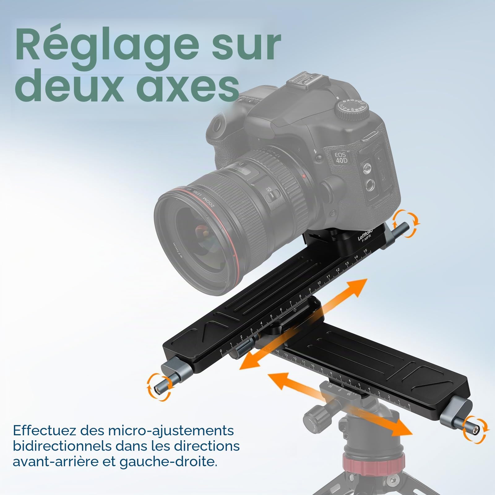 Leftfoto Glissière de mise au point macro précise et stable, ajustement bidirectionnel pour les gros plans, macrophotographie avec plaque à dégagement rapide en queue d'aronde Arca-Swiss