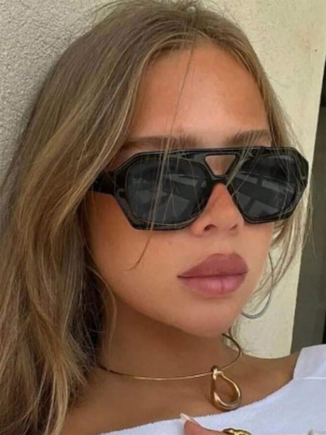 ADE WU Trendy Aviator Sunglasses for Women Men Retro Vintage Oversized 70s Thick Pilot Style Sun Glasses - Image 2