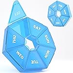 Weekly Pill Organizer, 2 Pack Portable Pill Box Medicine case 6 Colors (Seven Day) New Edition for Vitamin/Fish Oil/Pills/Supplements-Arthritis Friendly (Blue)