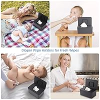 Vista 2 de Dispensador de toallitas para bebés y soporte para toallitas – Recipiente de toallitas para bebé recargable antideslizante con tapa de sellado
