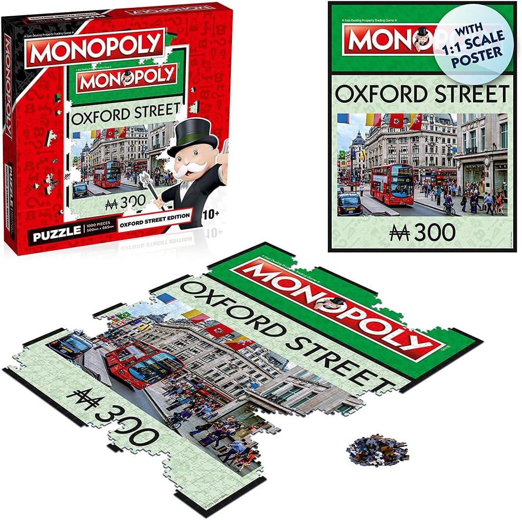 Winning Moves Oxford Street Iconic Monopoly Jigsaw Puzzle Game, Piece Together This Legendary Green Board Space, Inspired by The Classic London Edition of Monopoly, Gift and Toy for Ages 10 Plus