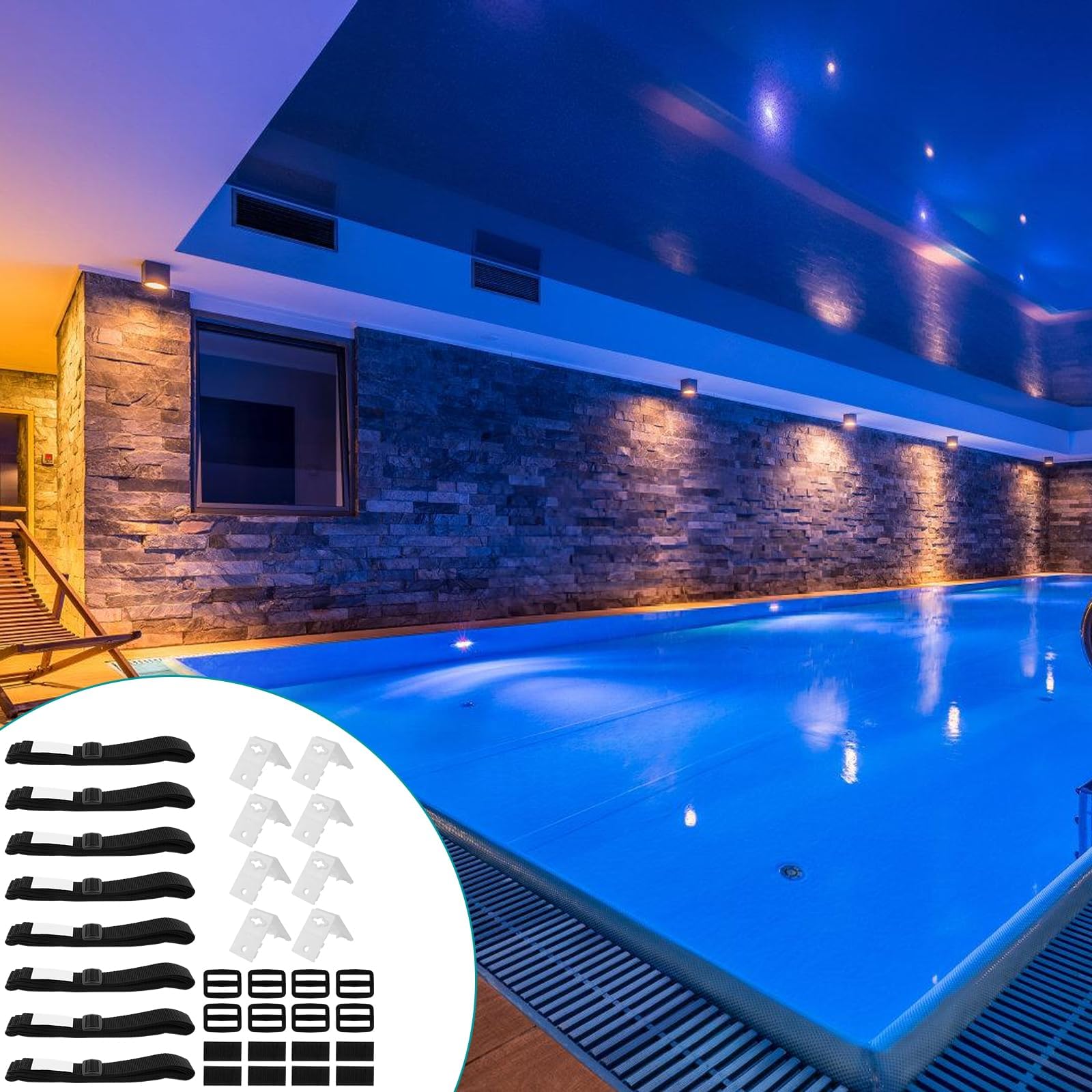 GOMETY Bandas de sujeción y abrazaderas, 8 unidades de enrollador de piscina, enrollador móvil, lámina solar, accesorios para sistema de enrollado móvil para lonas de piscina/cubiertas