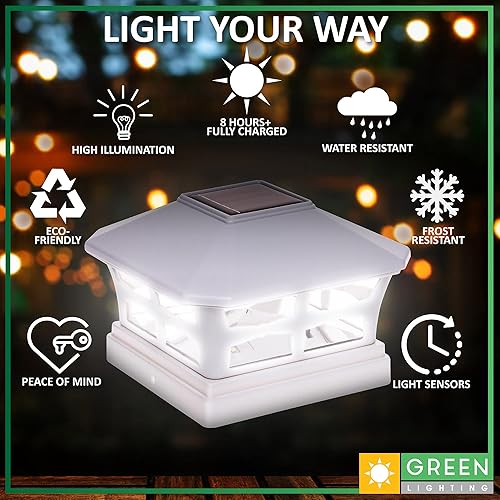 Miniatura 4 de GreenLighting Mission - Luces solares para tapa de poste de 5 x 5 pulgadas de PCVvinilo para exteriores, luz solar para postes de valla, paisajismo,
