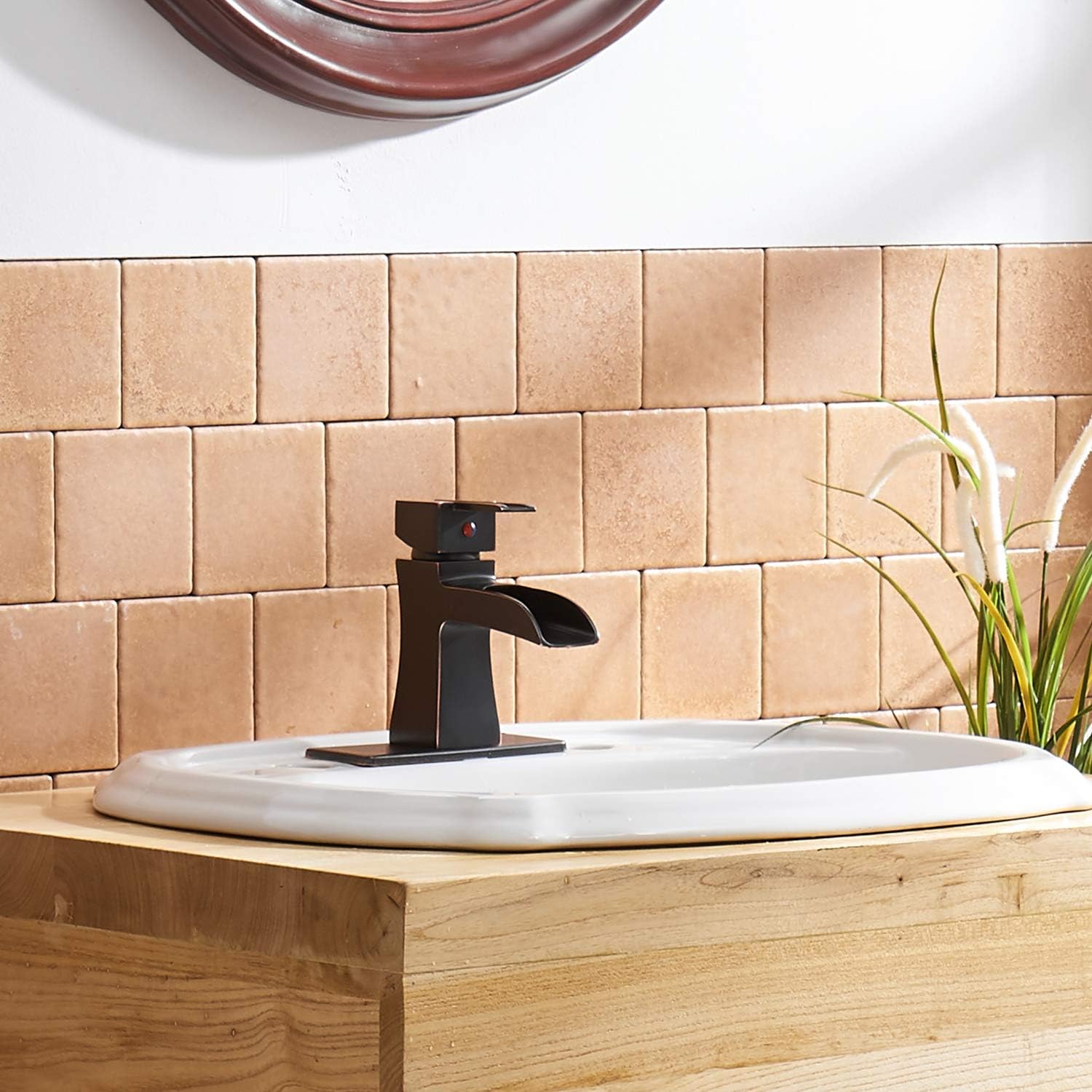 40% оƒƒ Dіѕсоunt BWE Bathroom Faucet Oil Rubbed Bronze Waterfall Bath Vanity Restroom with Pop Up Drain Stopper Single Handle One Hole Modern Bathroom Sink Faucets Supply Hose Lavatory Mixer Tap Lead-Free