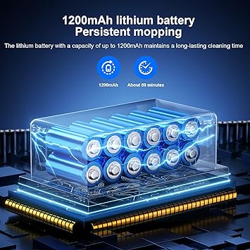 Genérico Robot Fregasuelos,Limpieza Inalámbrica, Larga AutonomíaObstacle Avoidance,Ultraplano y Silencioso,Limpieza multisuperficie,para Madera/Baldosas y Limpia alfombras,Suelos Duros - Negro4