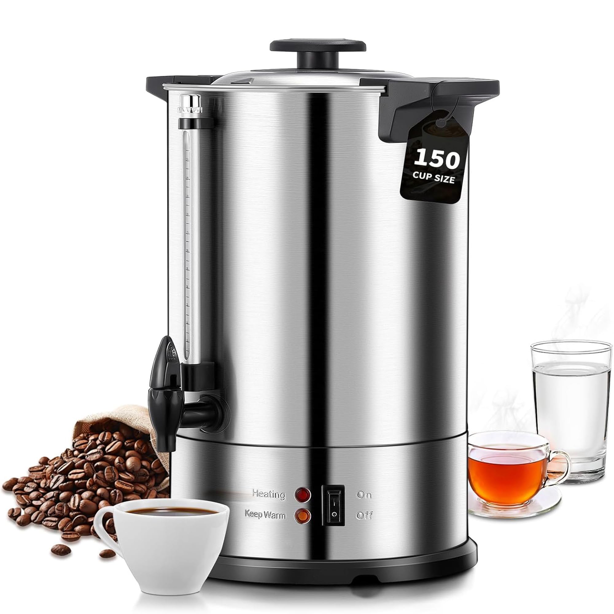Distributeur d'eau chaude électrique 15L en acier inoxydable avec thermostat et robinet