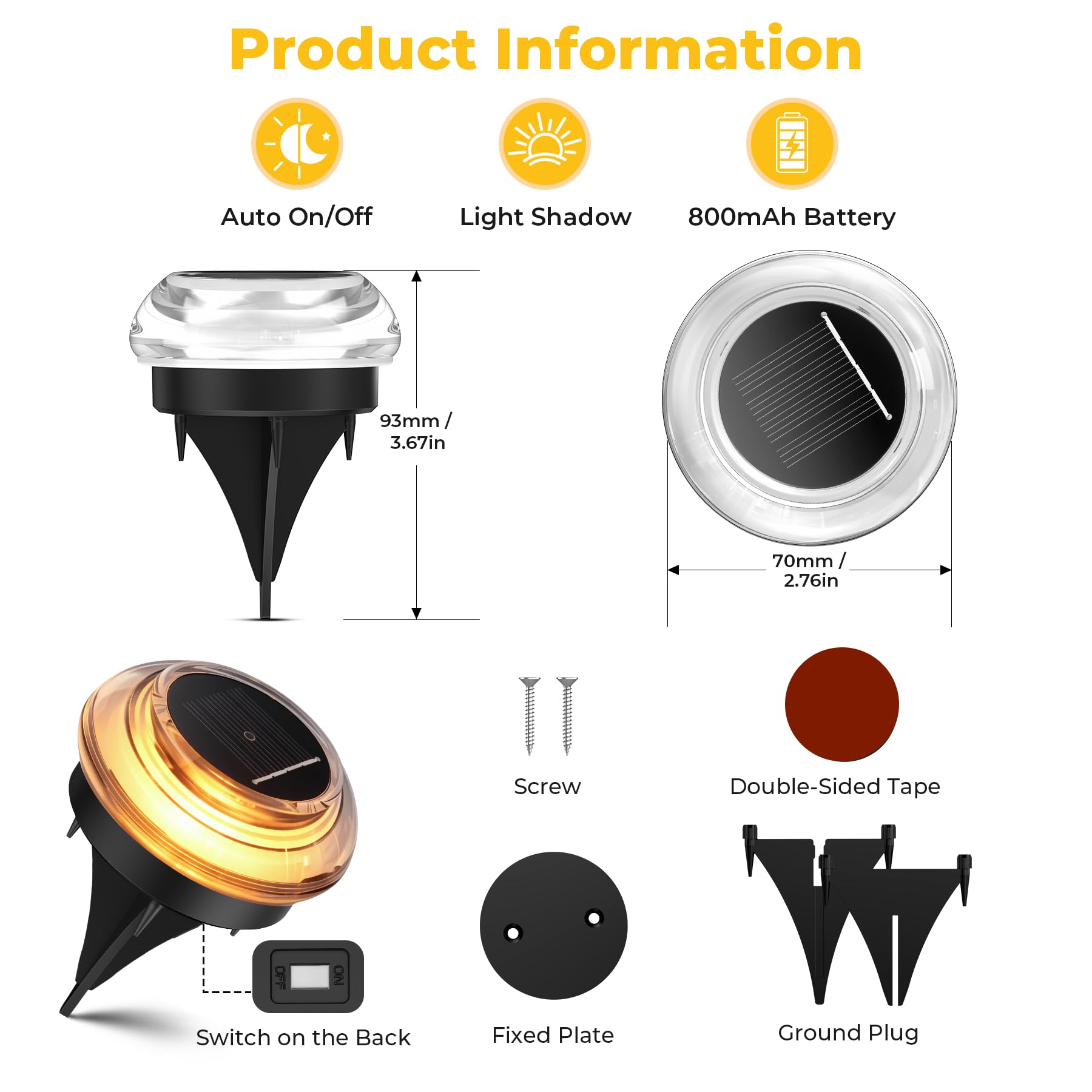 12 Paquetes Luces Solares LED Exterior Jardin Suelo, luz Solar Exterior Jardin con Efectos de Sombra, IP65 Impermeabili Lamparas Solares per Giardino, Terrazze Jardín, Camino, Blanco Cálido