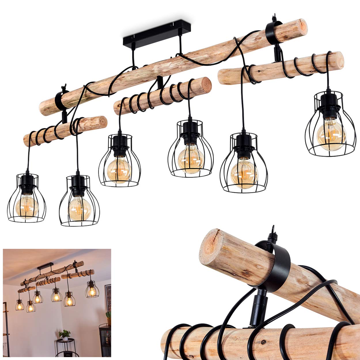 Paul Neuhaus Greta plafondlamp, 65 cm, 6-lamps, metaal, G9