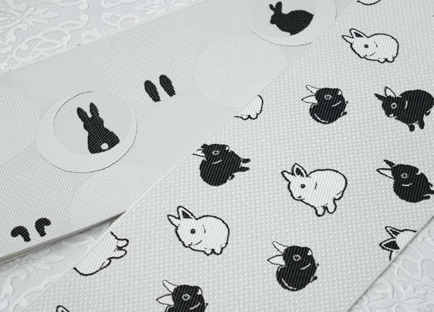 限定柄！新品 博多織 協和織 両面長尺小袋帯 半幅帯 ウサギ柄③ 口とじ加工込 Amazon.co.jp: 限定柄 博多織 協和織 両面長尺小袋帯 半幅帯