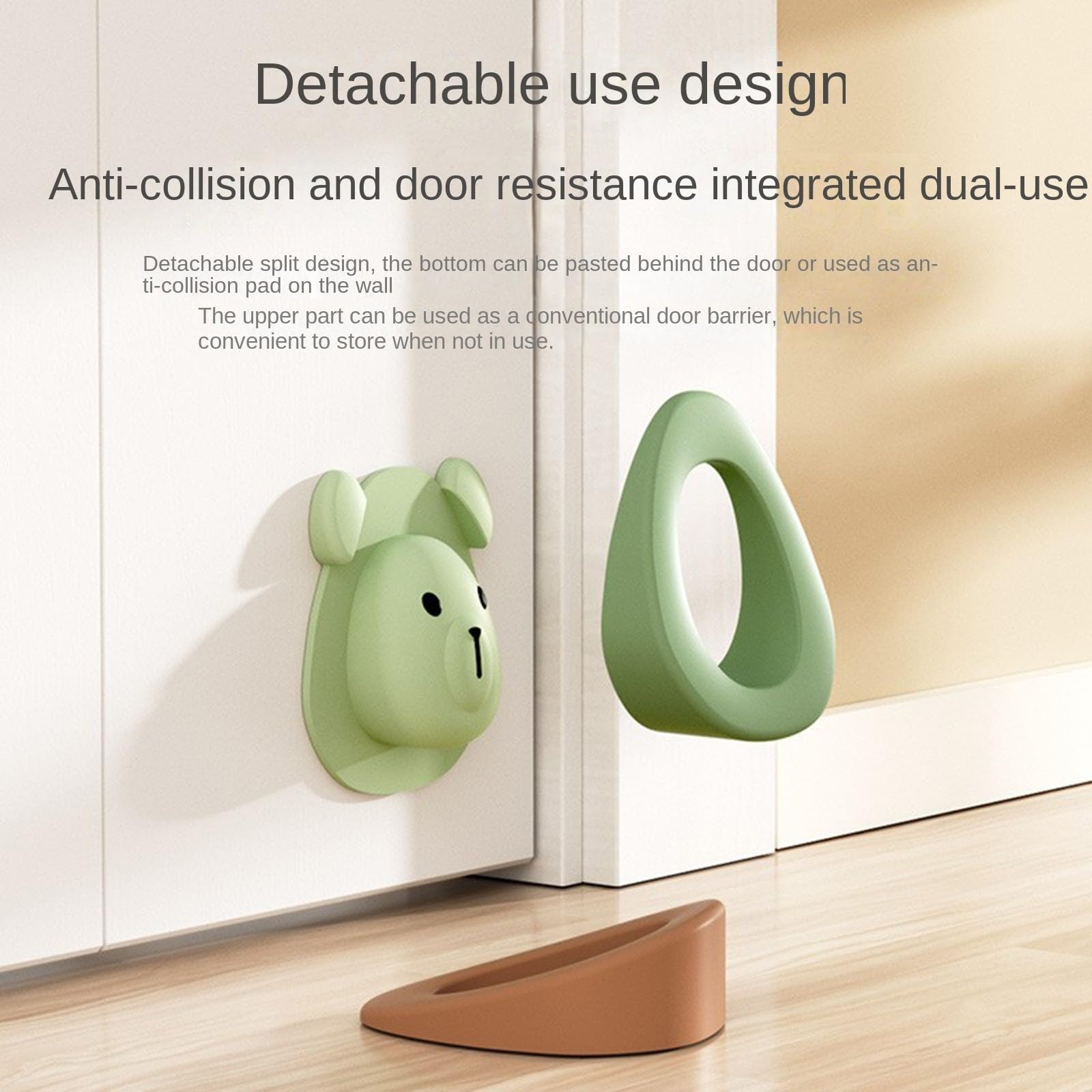 Rubber Silicone Gate Door Stoppers Stop Wedge Stopper Stops Holder Doorstop Floor Wall Protector with Storage Base, 2pcs - Image 3