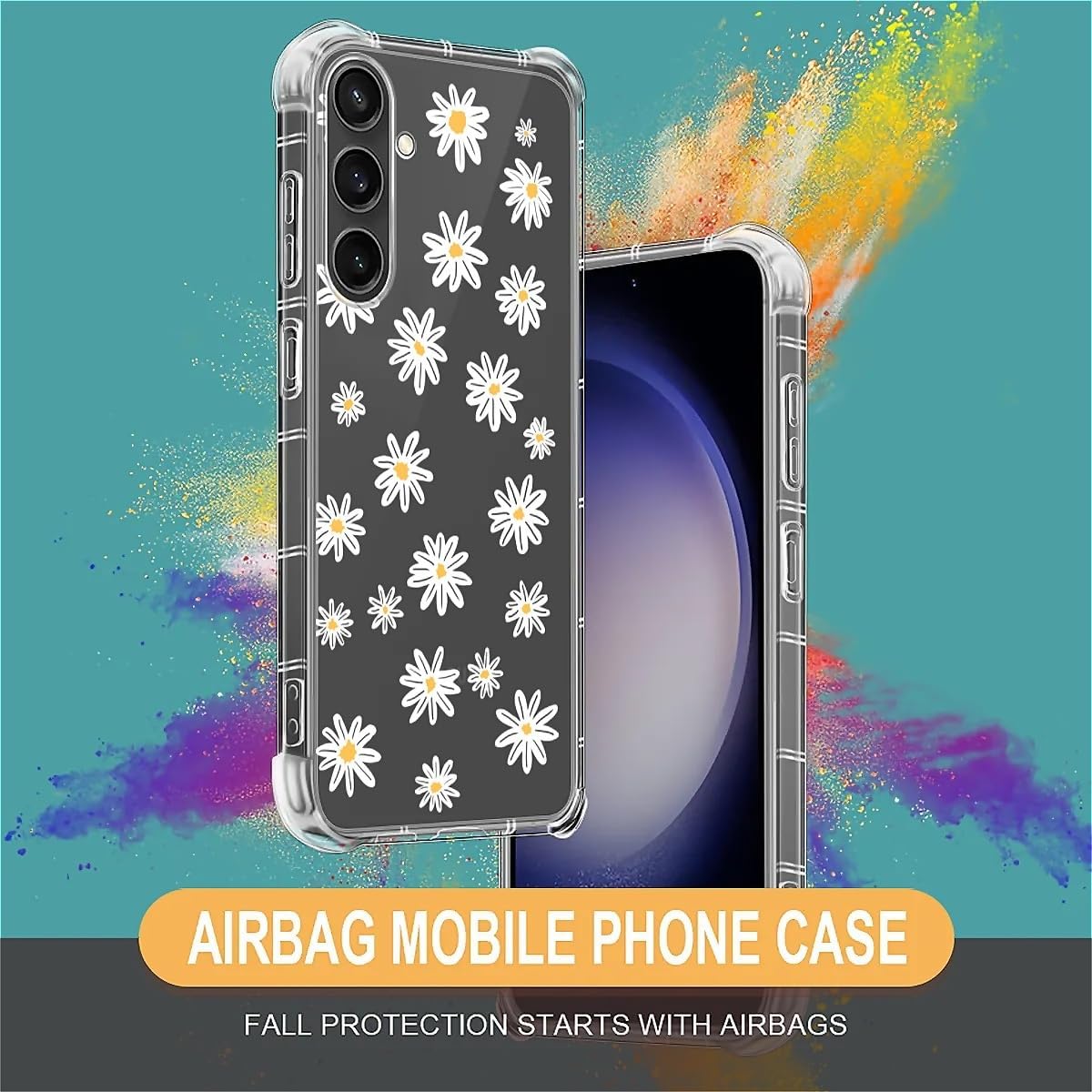 Compatible with Samsung Galaxy S24 Case,Soft TPU Transparent Shockproof Protective Clear Case for Samsung Galaxy S24,Daisy