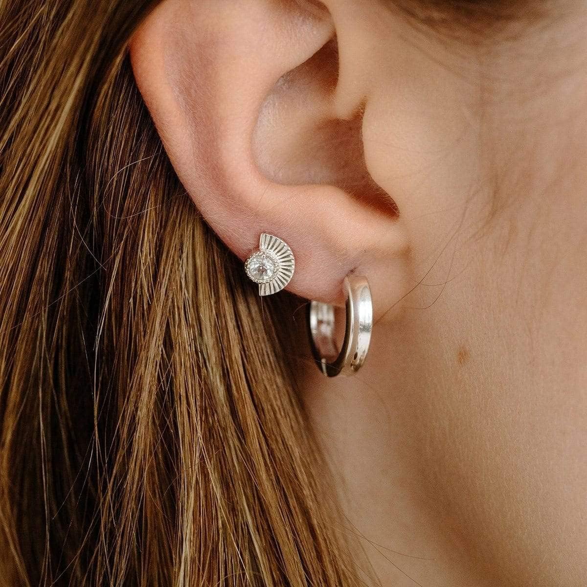 Boma Jewelry Sterling Silver Concave Huggie Hoop Earrings - Image 2