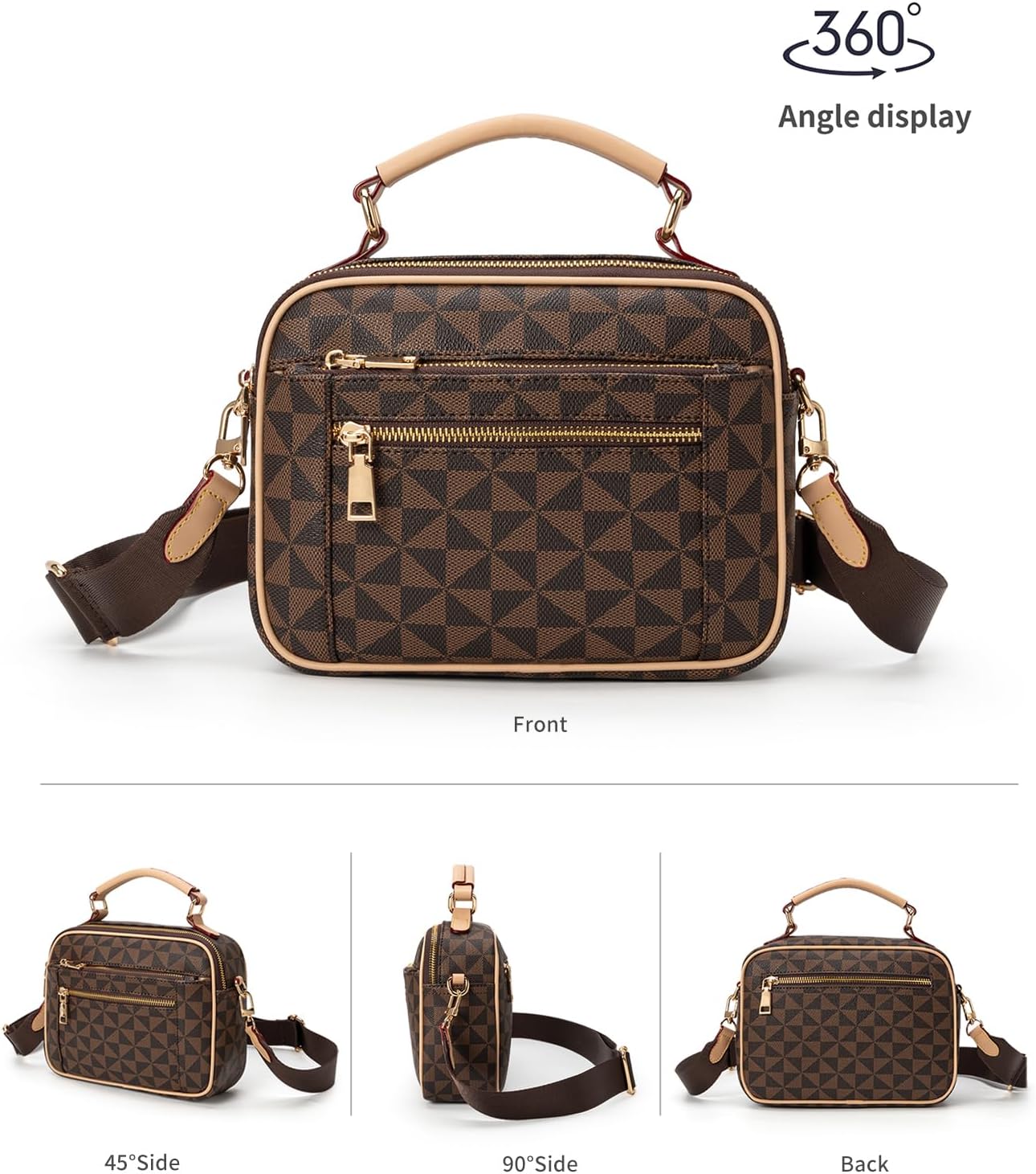 LBiayion Multi-Pocket Crossbody Bag for Women, Vegan Leather Triple Compartment Purse with Wide Strap - Image 7