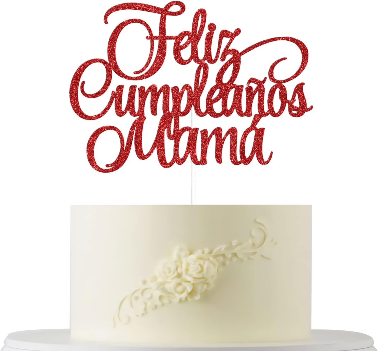 Decoración para tartas con texto en inglés «Happy Birthday» en español «Mom Happy Birthday», «Best Mom Ever», «Happy Mom», «Happy Mom», «Happy Mom»,