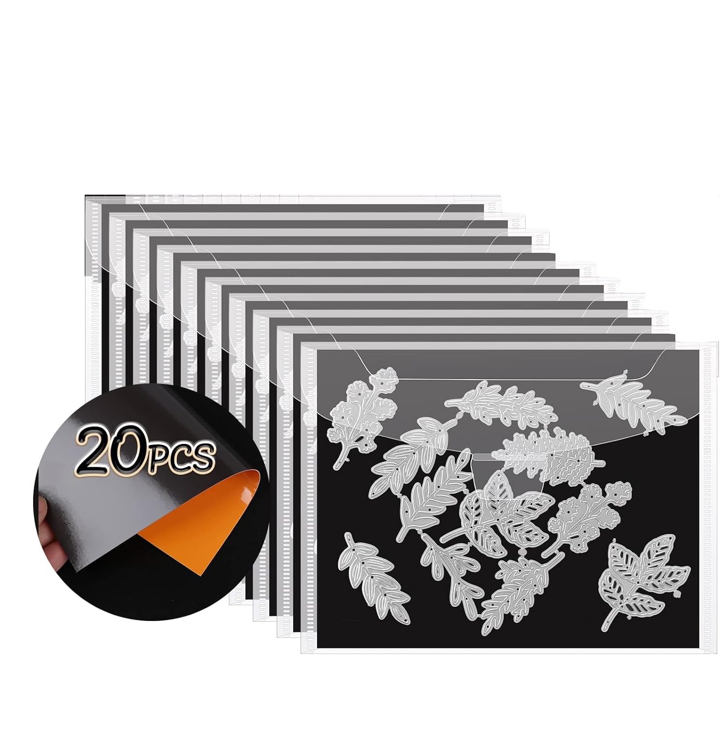 NALACAL 20PCS Magnetic Sheets for Dies Storage, Stamp and Die Storage Bag and Rubber Magnetic Sheets, Die Storage Set for Storage Die Cutting、DIY Scrapbooking, Die Cut Storage for Card Making Supplies