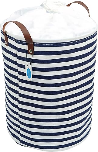 Miniatura 2 de Casaphoria Cesta de lavandería con cordón independiente con tapa, bolsa de lona plegable ligera con asa para sala de estar, ropa sucia para