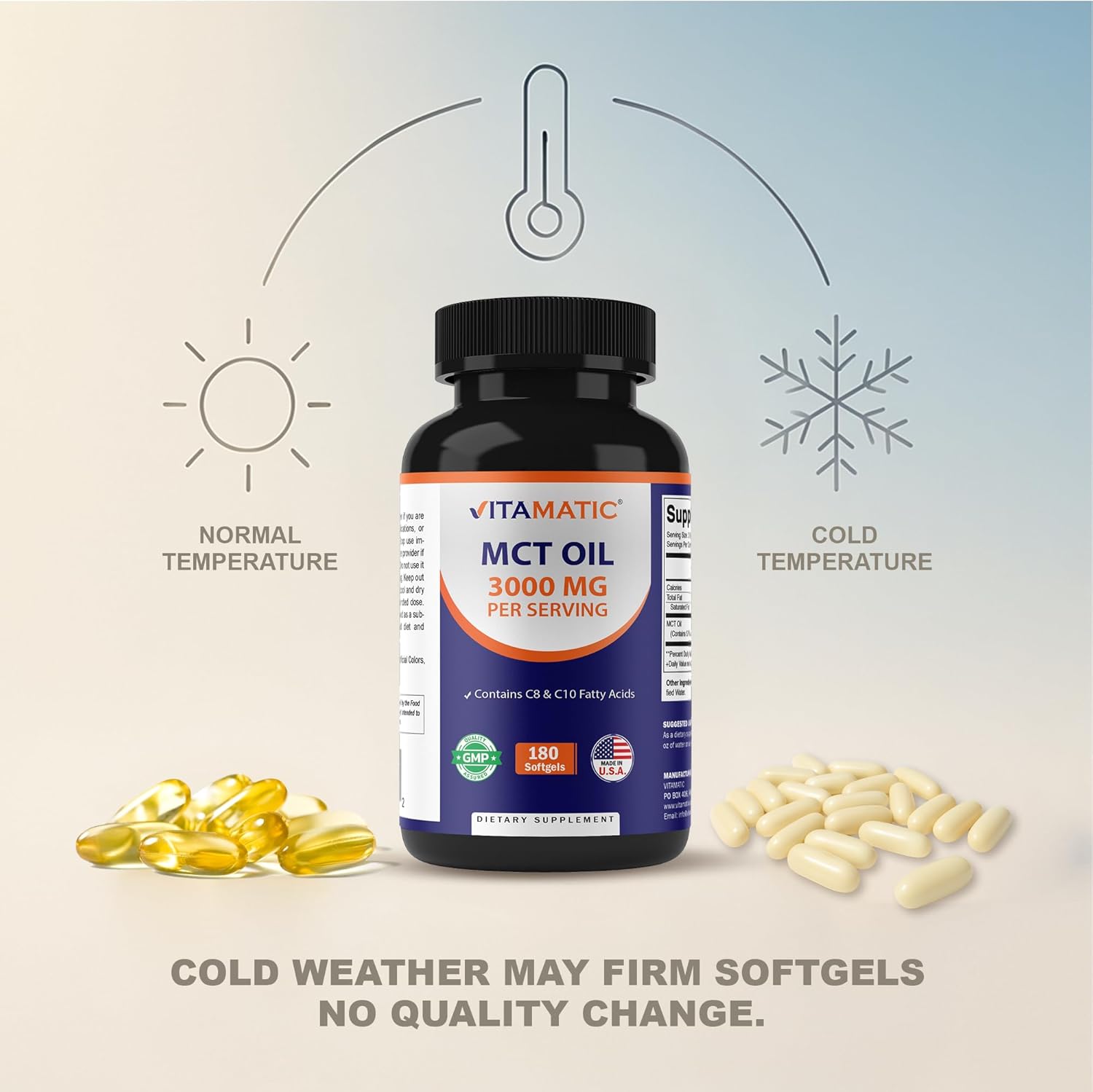 Vitamatic 2 Packs MCT Oil Capsules 3000 mg per Serving - 180 Softgels - from Coconut Oil - Contains 55% caprylic Acid C8 and 40% capric Acid C10 (Total 360 Softgel) - Image 6