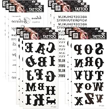 12 Sheets Temporary Tattoos Letters, Fake Name Tattoo, Waterproof Letters Tattoos Stickers, Custom Name Tattoo Temporary Realistic for Men Women Finger Face Neck Body Decorations