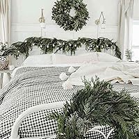 Vista 7 de Juego de funda de edredón verde oliva oscuro tamaño matrimonial, de 3 piezas, estilo rústico bohemio, con pompón y fleco, de microfibra, funda