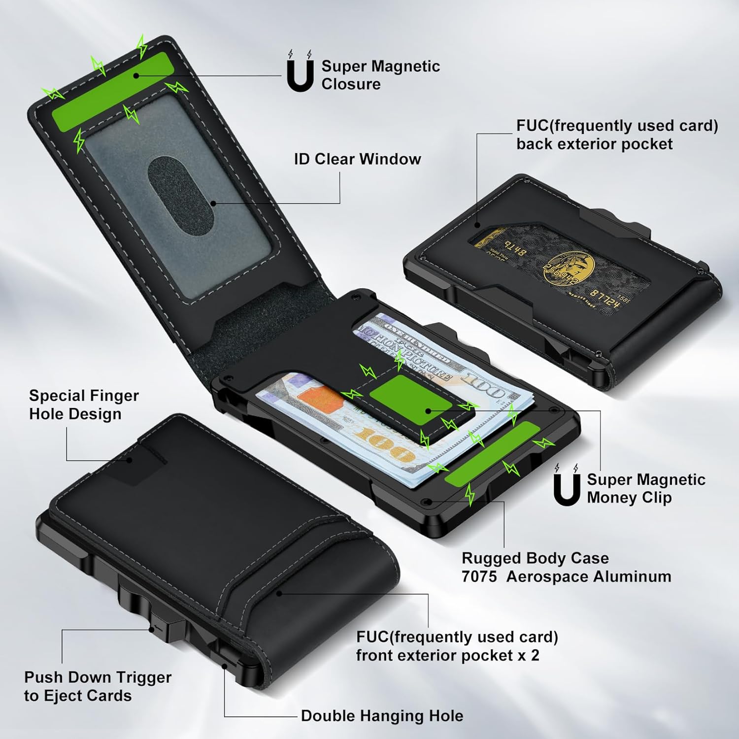 furid Genuine Leather Wallet for Men: Slim RFID Minimalist Wallets with Money Clip - Smart Pop Up Credit Card Holder for Front Pocket - Gifts for Husband Father on Birthday Anniversary - Image 2