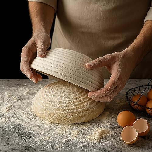 Miniatura 4 de Saint Germain Bakery Cesta Banneton Redonda Premium para Pan con Forro - Cesta de Fermentación Brotform Perfecta para Hacer Pan Hermoso (10 pulgadas)