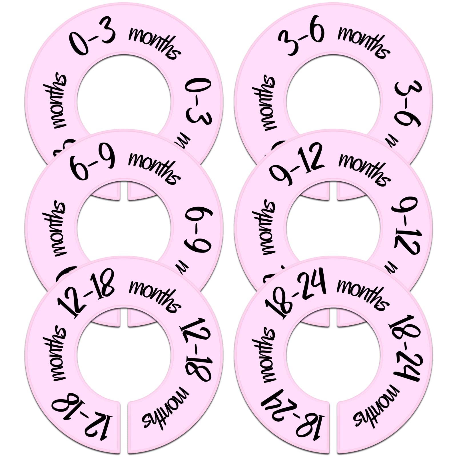 Pro Goleem Baby Closet Dividers Pink Baby Closet Organizer for Nursery Baby Clothes Size Age Dividers Fits 1.5" Rod 6 PCS