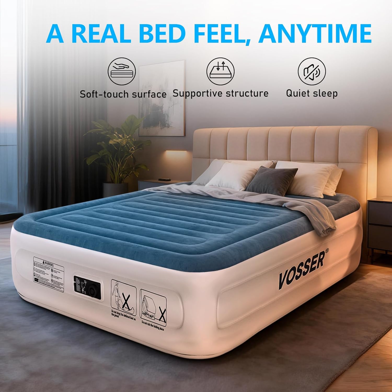 15" Queen Air Mattress + 18" XL Twin Air Mattress with Built in Pump,Inflatable Mattress with Carry Bag for Home, Camping & Guests