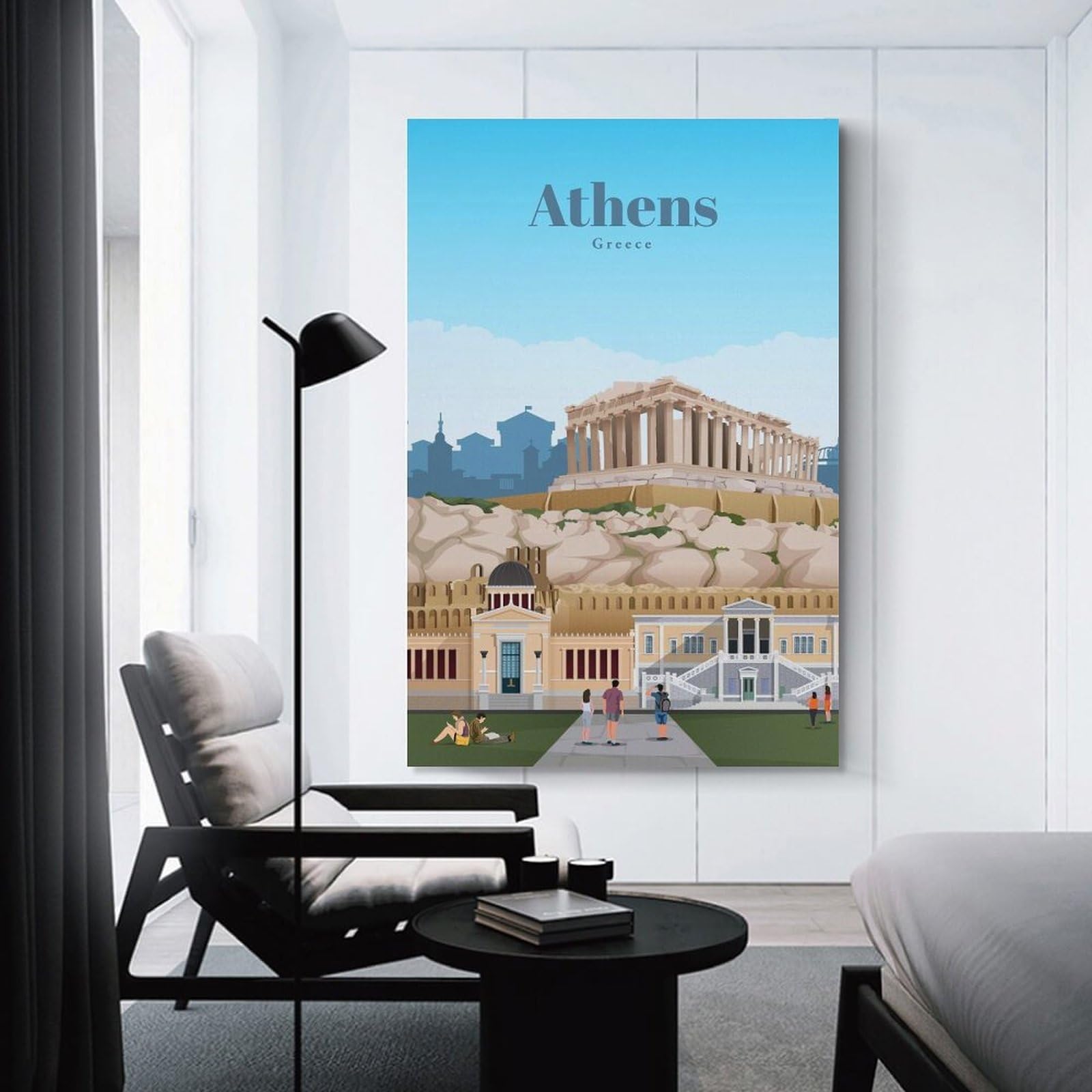 Junmoney Travel to Athens Wall Picture Print 24x36inch(60x90cm), for Home Walls, Creative Rooms Or Shared Spaces, Stylish Home Artwork for Focal Walls