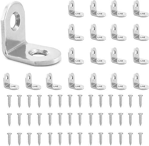 20 soportes de esquina de acero inoxidable en L, 0.984 in x 0.984 in (1 x 1 pulgada), fijación de soporte de esquina en forma de L, soporte de