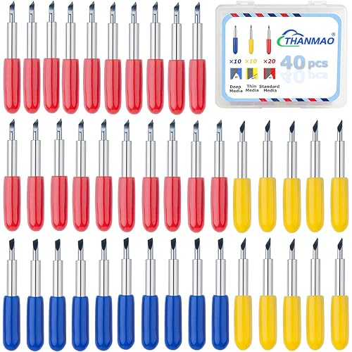 THANMAO 40 Pcs Replacement Blades Compatible with Explore Air 2/Air 3 /Maker/Maker 3/4 Cutting Machines - includ 10PCS Fine-Point Blades, 20PCS Standard Blaeds and 10PCS Deep Cutting Blades