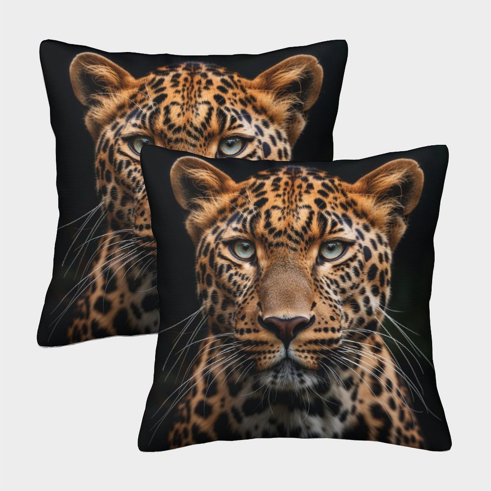 kaiyun 2 Pack 3D Cheetah Theme Square Cushion Cover Decoration Pillow Cover Suitable for Home Sofa Bedroom Living Room 40x40cm