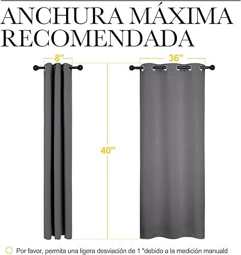Miniatura 7 de NICETOWN - Paneles de cortinas opacas con aislamiento térmico y ojales en la parte superior para hogar (2 paneles de 42 pulgadas de ancho x 40