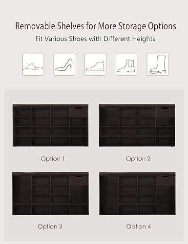 Miniatura 77 de DINZI LVJ Banco de zapatos, banco de almacenamiento de entrada con cajón y 8 cubículos, estantes ajustables, organizador de zapatos para sala de