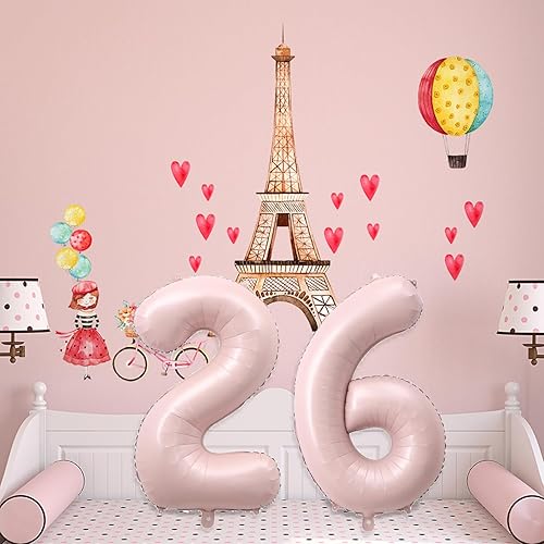 Miniatura 2 de Globos de papel de aluminio de 40 pulgadas con el número 26, decoraciones para fiesta de cumpleaños número 26, boda, despedida de soltera,