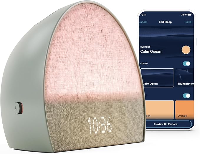 Hatch Restore 2 Sunrise Alarm Clock with Smart Light, White Noise, Sleep Routines - Bedside Sleep and Wake Up Guide