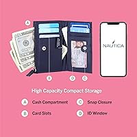 Vista 3 de Nautica High Tide - Billetera pequeña para mujer con bloqueo RFID, tarjetero delgado para tarjetas de crédito con bolsillo con cremallera