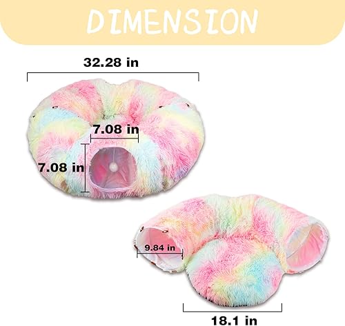 Miniatura 4 de Túnel para gatos con cama para gatos, cama de felpa para gatos, túnel plegable de juego para gatos, juguetes para gatos