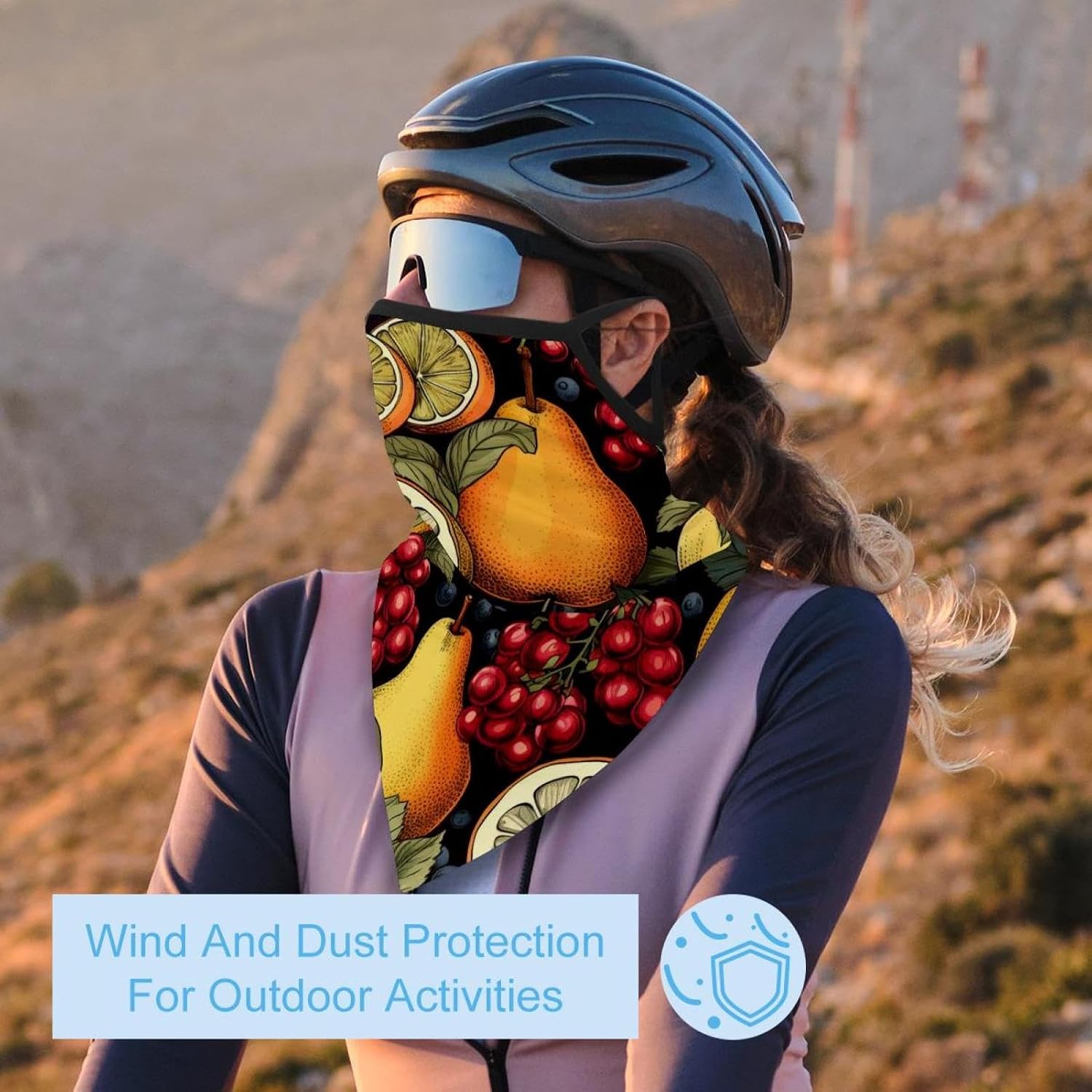 4 Pack Thanksgiving Fruit Neck Gaiter Face Cover Scarf, Breathable Sun & Wind-proof for Skiing Fishing Hiking Cycling