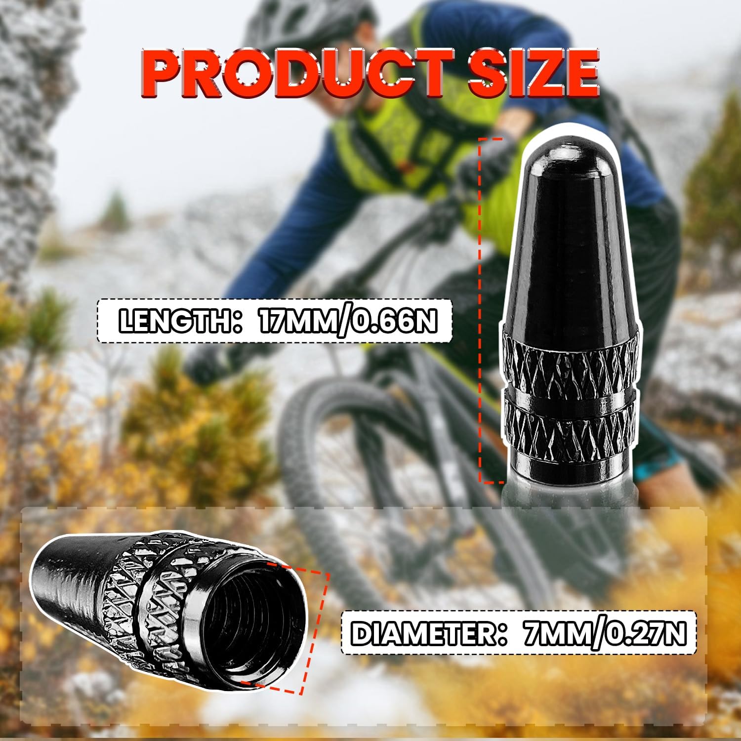 WALWAL Presta French Valve Caps, Anodized Aluminum,Compatible for Mountain Bike, Road Bike, Bicycle(Black,4Pcs)