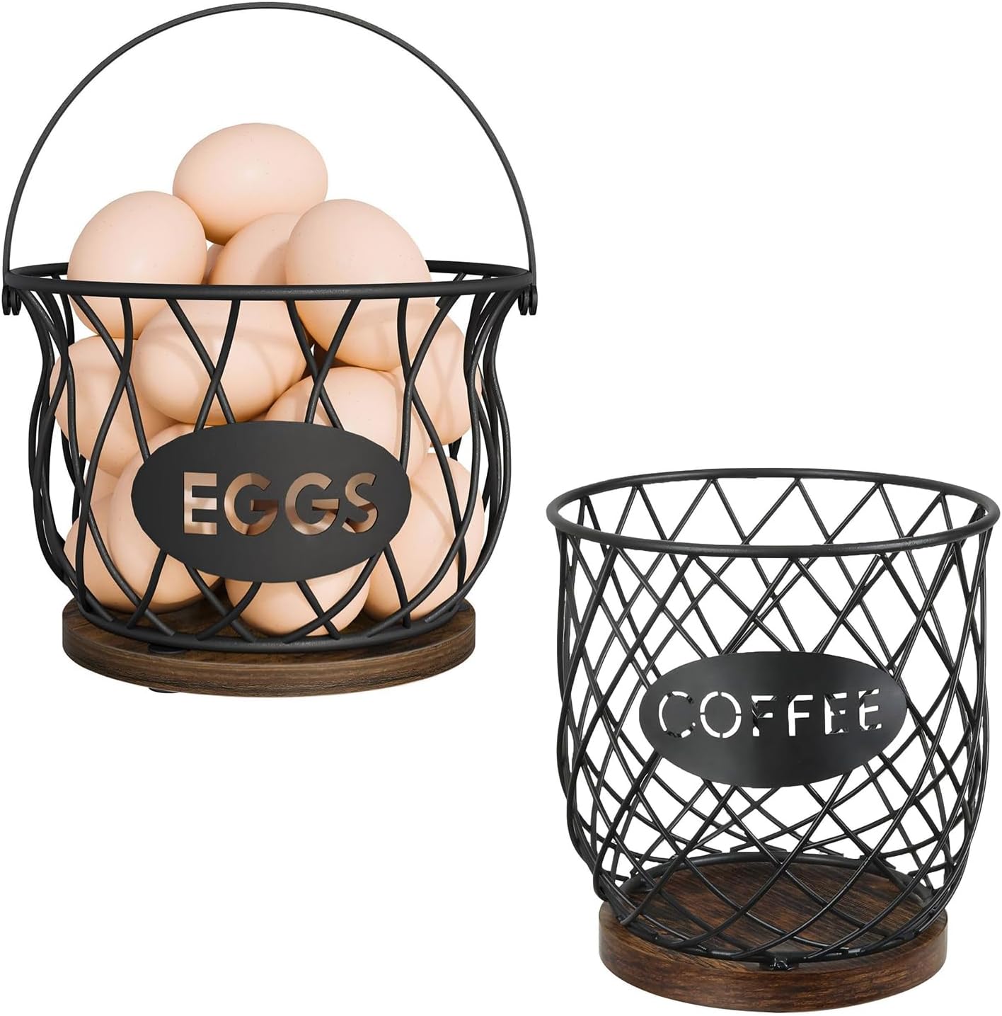 YINMIT Egg Basket & K Cup Holder Organizer, Large Capacity Storage Basket with Heavy Bsae for Kitchen Countertop