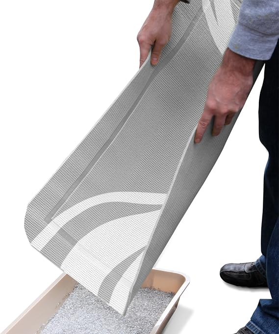 PetFusion SmartGrip EXTRA LARGE Cat Litter Mat, Gray, (35 x 24). [Easy cleaning, Stylish Pattern, Soft on Paws for Finicky Cats] - No Phthalates or VCMs