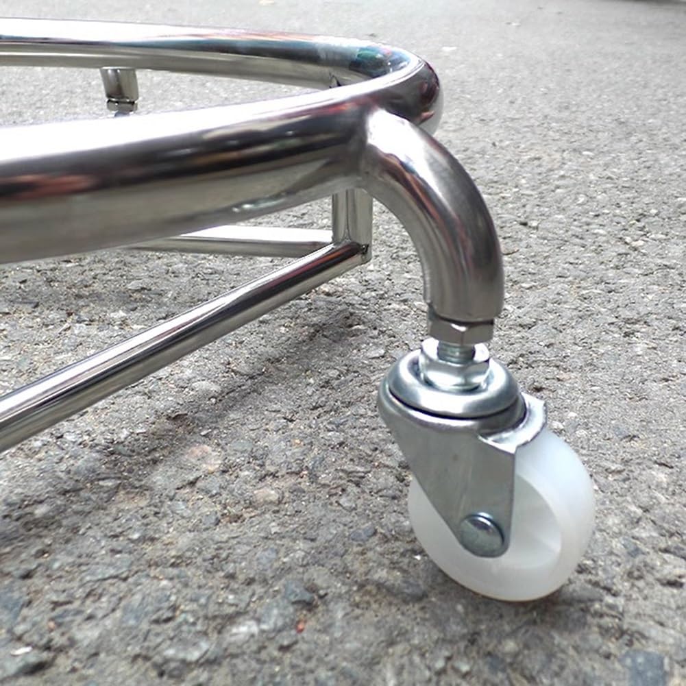 Zfmnoyev Soup Pot Trolley with Wheels, Stainless Steel Milk Bucket Rack, Insulated Bucket Mobile Rack, Mobile Sanitary Bucket Rack, Mobile Pallet (Color : Silver, Size : 28x10cm)