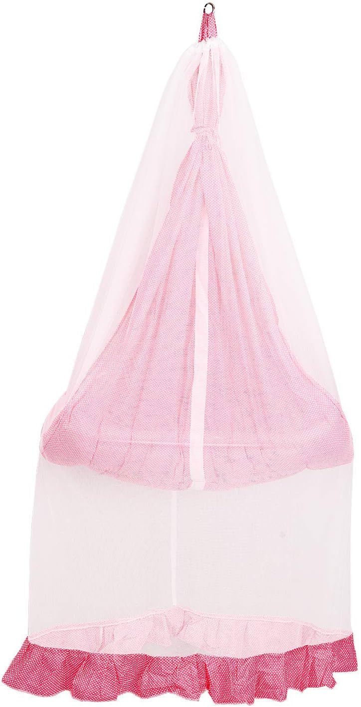 132132 Baby's Hanging Swing Cradle with Mosquito Net | Bedding Set for Boys and Girl | Easy to Fix & Strong | 0-12 Months | (Pink)